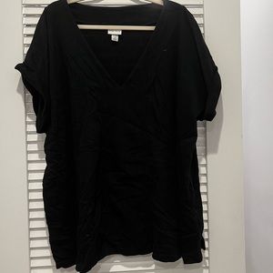 Ava & Viv Black V-Neck Top 3X